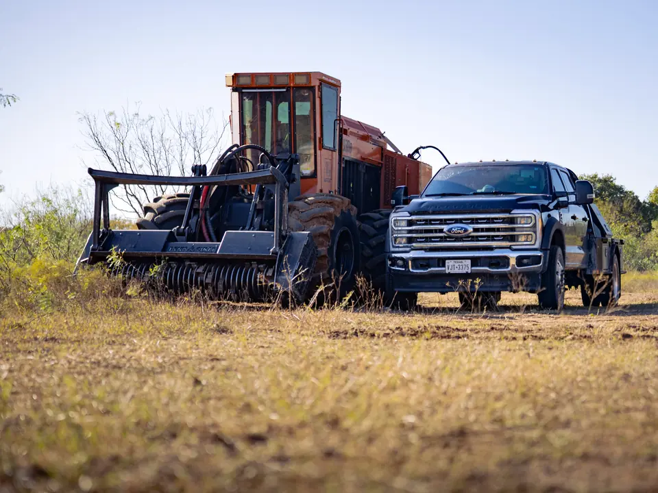 Contact 9 Arrow Land Service: 9 Arrow articulated forestry mulcher and crew truck