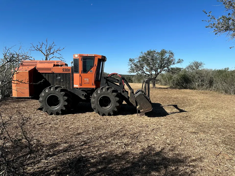 Articulated mulcher on a freshly cleared survey line