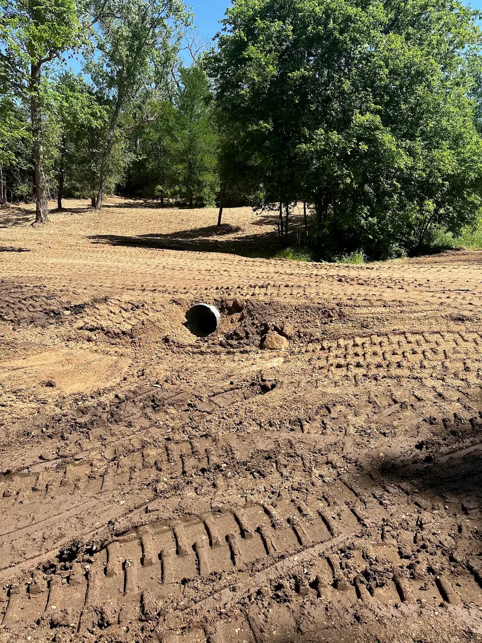Culvert pipe set in a new access road