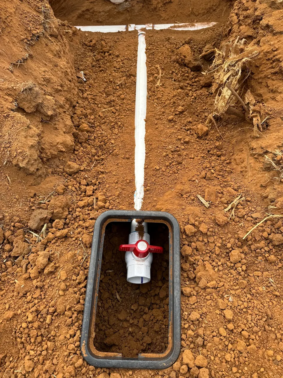 Valve box on a newly installed waterline